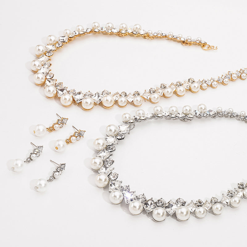 Set de Joyería Collar Barroco de Aleación y Pendientes de Perlas