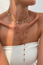 Collar de Varias Capas con Cadena de Cruz y Diamantes