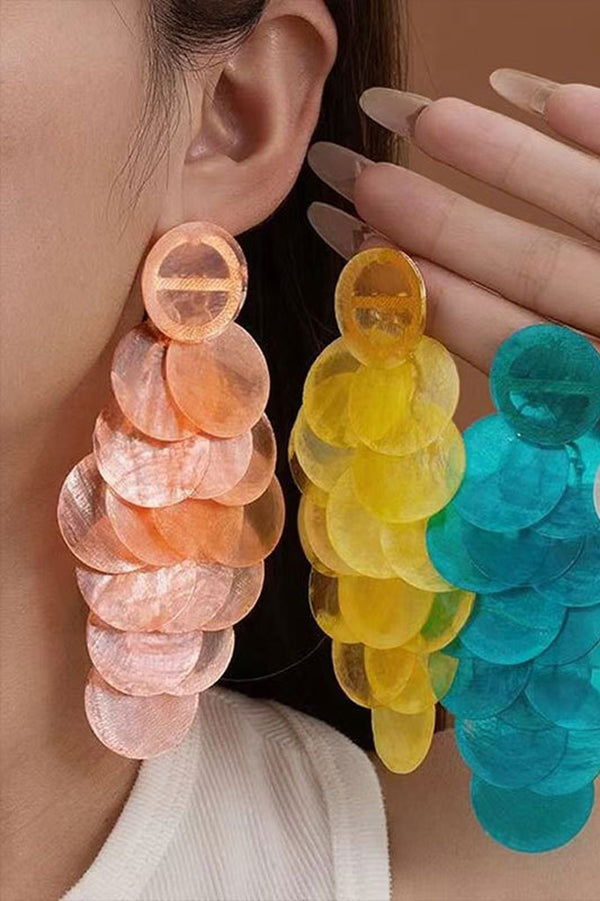 Pendientes de Concha con Borlas Estilo Resort, Multicolor