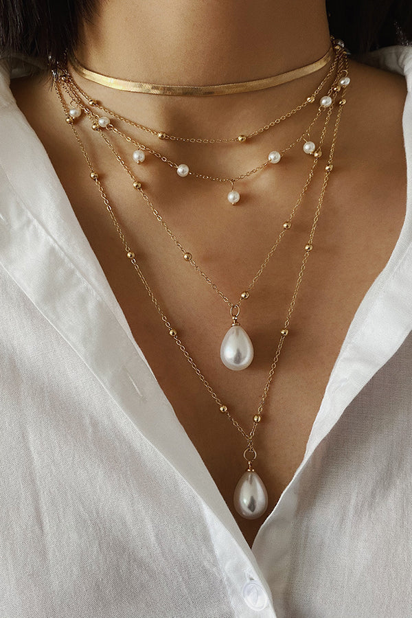 Collar Vintage de Cadena con Perlas de Imitación