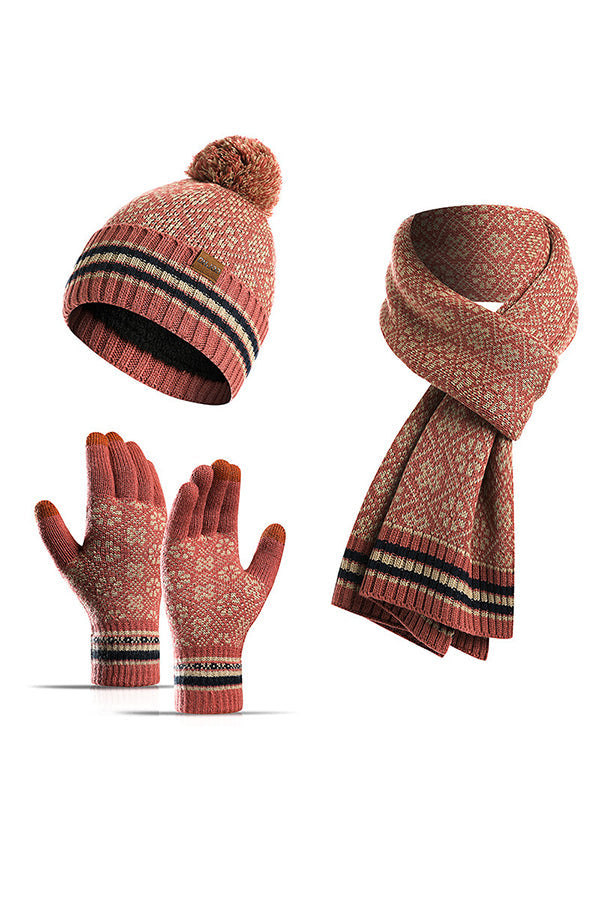 Conjunto de Gorro, Bufanda y Guantes de Punto para Invierno