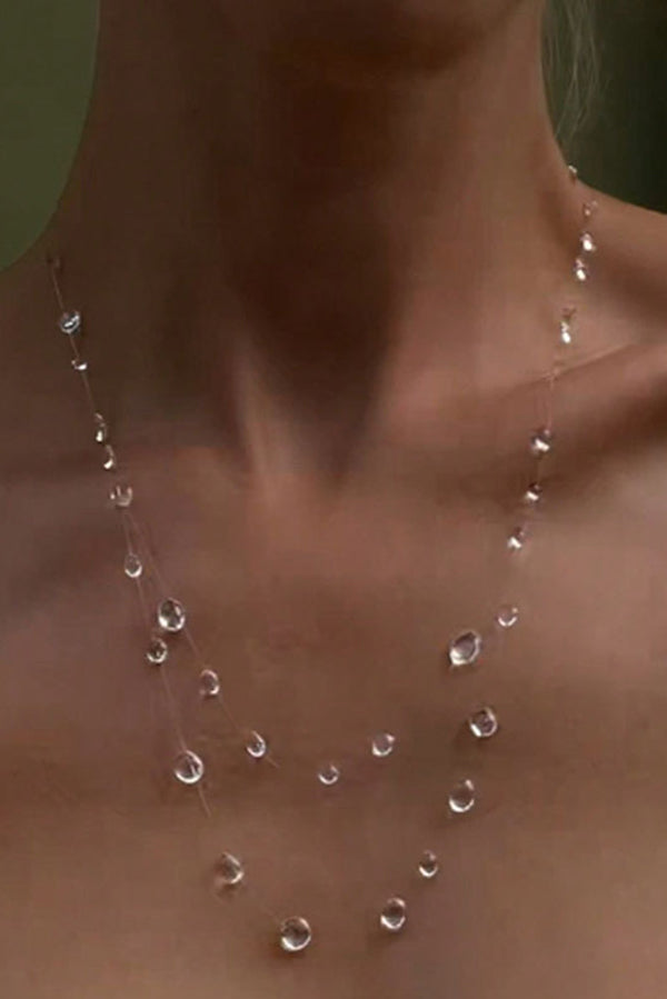 Collar Gargantilla de Cristal Transparente en Forma de Gota