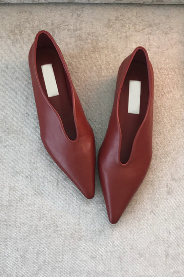 Zapatos Planos Retro de Puntera Fina y Escote Bajo