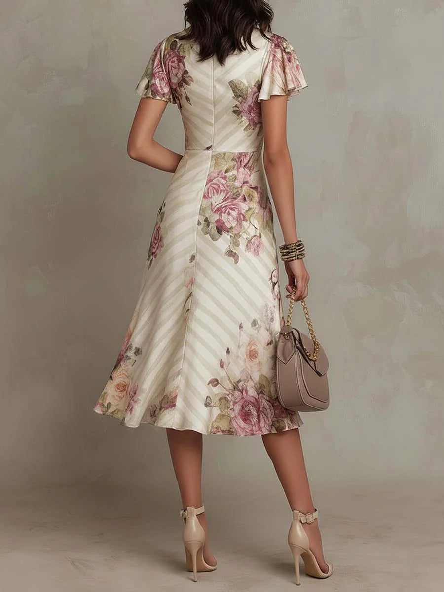 Alba | Vestido midi satinado floral - OSMARA Fashion - vista 3