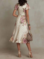 Alba | Vestido midi satinado floral - OSMARA Fashion - vista 3