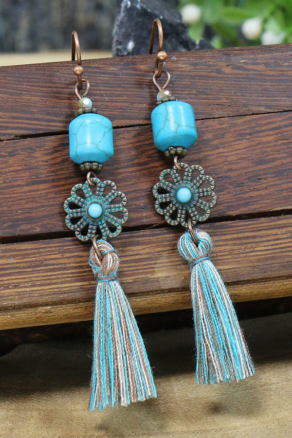 Pendientes Retro de Aleación Calada con Borlas