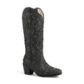 Gaby - Bota Campera Cowboy Retro con Cristales Brillantes para Mujer