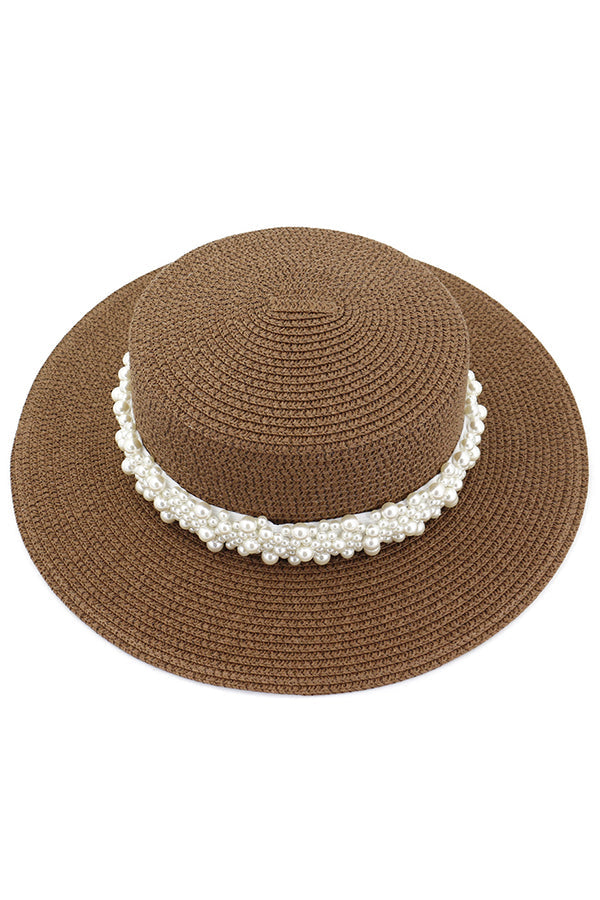 Sombrero de Playa Decorado con Perlas