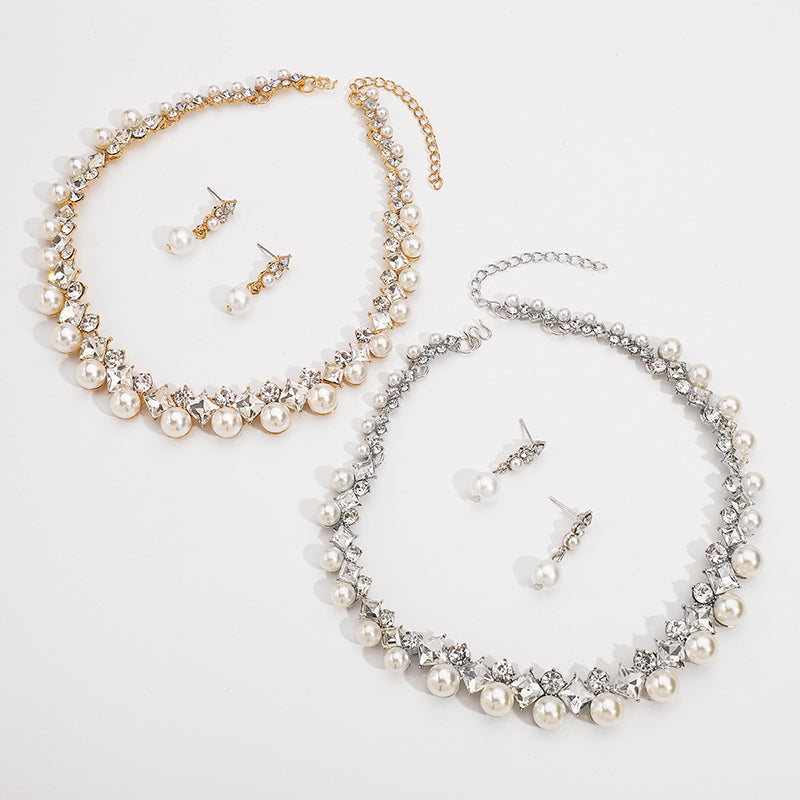 Set de Joyería Collar Barroco de Aleación y Pendientes de Perlas