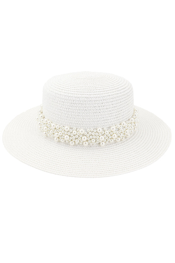 Sombrero de Playa Decorado con Perlas