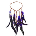 Diadema Bohemia de Cuerda Tejida a Mano con Cuentas de Madera y Plumas