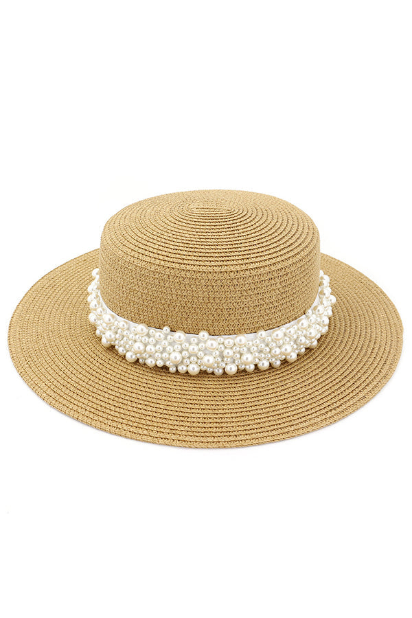Sombrero de Playa Decorado con Perlas