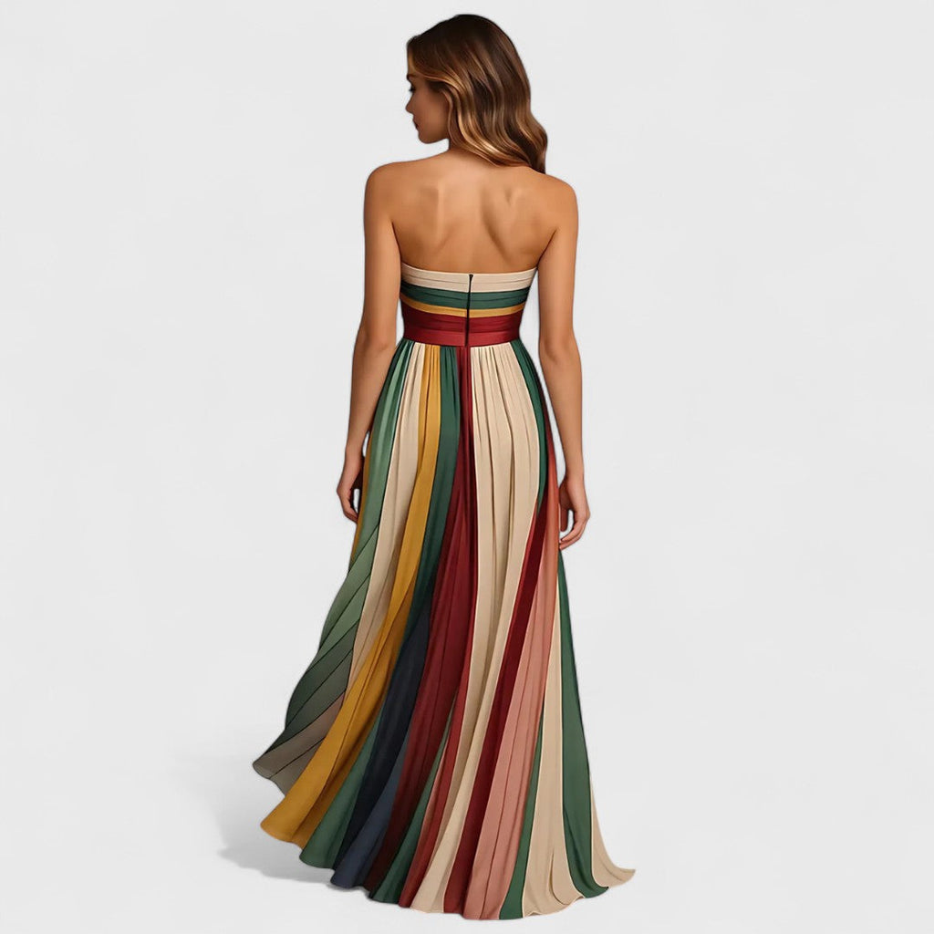 Renata | Vestido Maxi sin Mangas con Rayas Multicolor