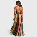Renata | Vestido Maxi sin Mangas con Rayas Multicolor