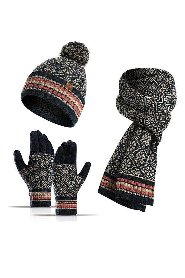 Conjunto de Gorro, Bufanda y Guantes de Punto para Invierno