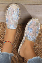 Medias Zapatillas Planas Tejidas de Lino de Puntera Redonda