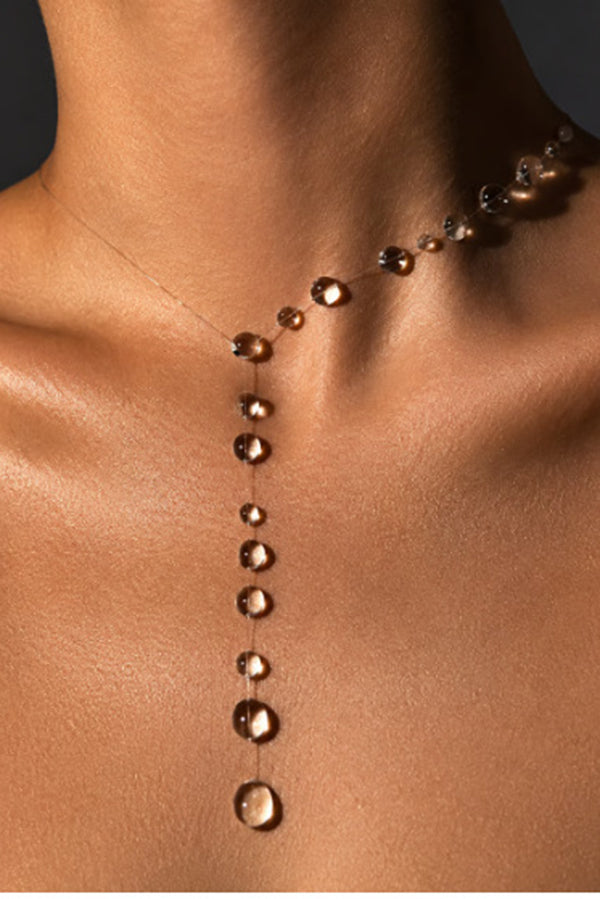 Collar Gargantilla de Cristal Transparente en Forma de Gota