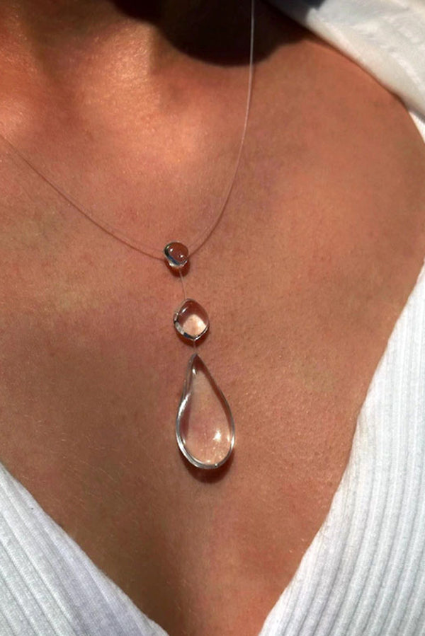 Collar Gargantilla de Cristal Transparente en Forma de Gota