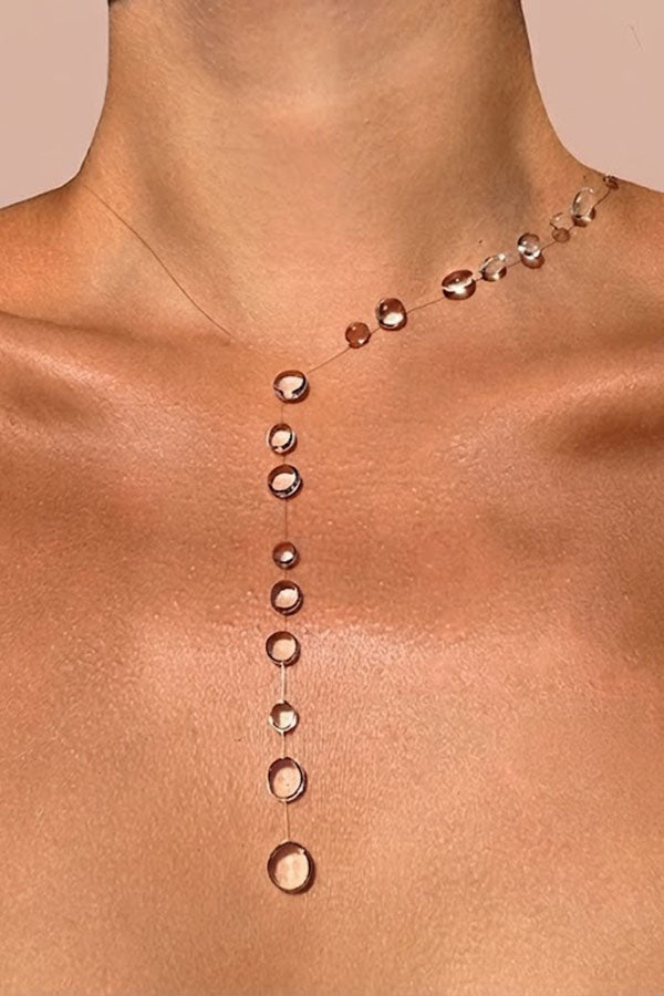 Collar Gargantilla de Cristal Transparente en Forma de Gota