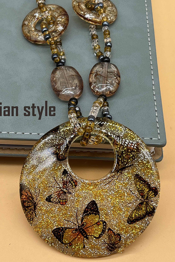 Collar Geométrico Largo Estampado de Leopardo