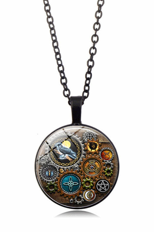 Collar Steampunk con Gema y Reloj Mecánico