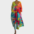 Ursina | Vestido Colorido Con Cuello En V - OSMARA Fashion