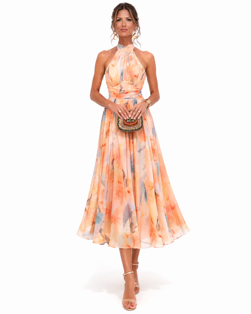 Gabriela | Robe midi florale à imprimé artistique