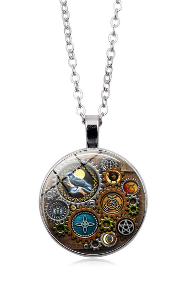 Collar Steampunk con Gema y Reloj Mecánico