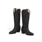 Gaby - Bota Campera Cowboy Retro con Cristales Brillantes para Mujer