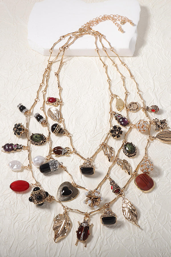 Collar Vintage de Colgante de Forma Irregular en Varias Capas