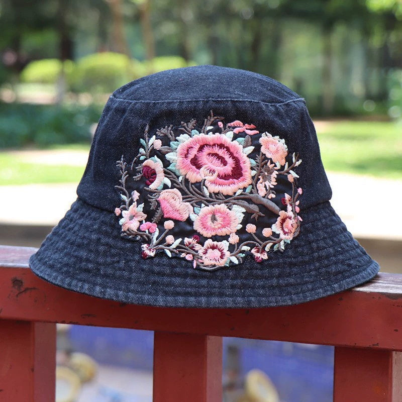 Gorro Cubo Vaquero Bordado de Estilo Étnico