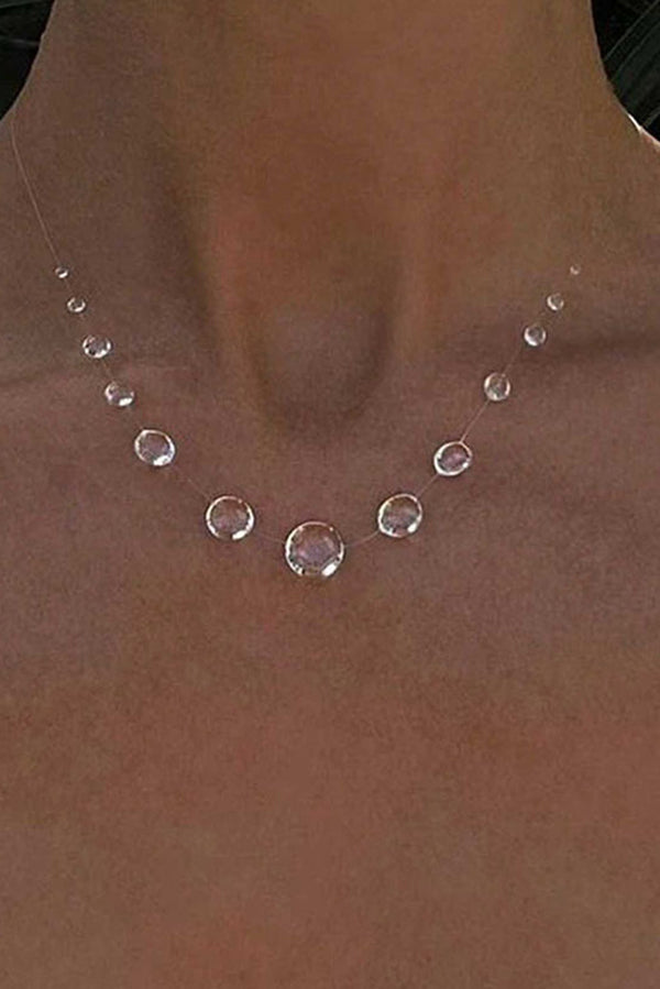 Collar Gargantilla de Cristal Transparente en Forma de Gota