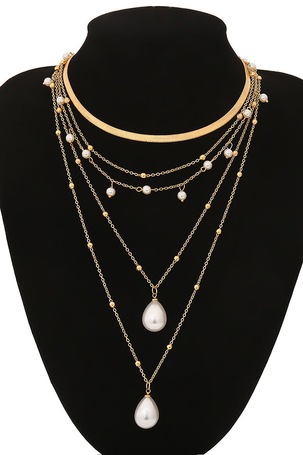 Collar Vintage de Cadena con Perlas de Imitación