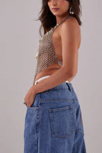Cadena de Cuerpo con Lentejuelas y Conchas Estilo Chaleco