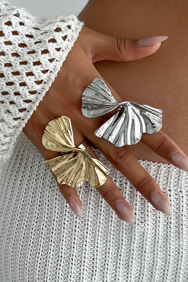 Anillo de Aleación con Forma de Hoja de Ginkgo