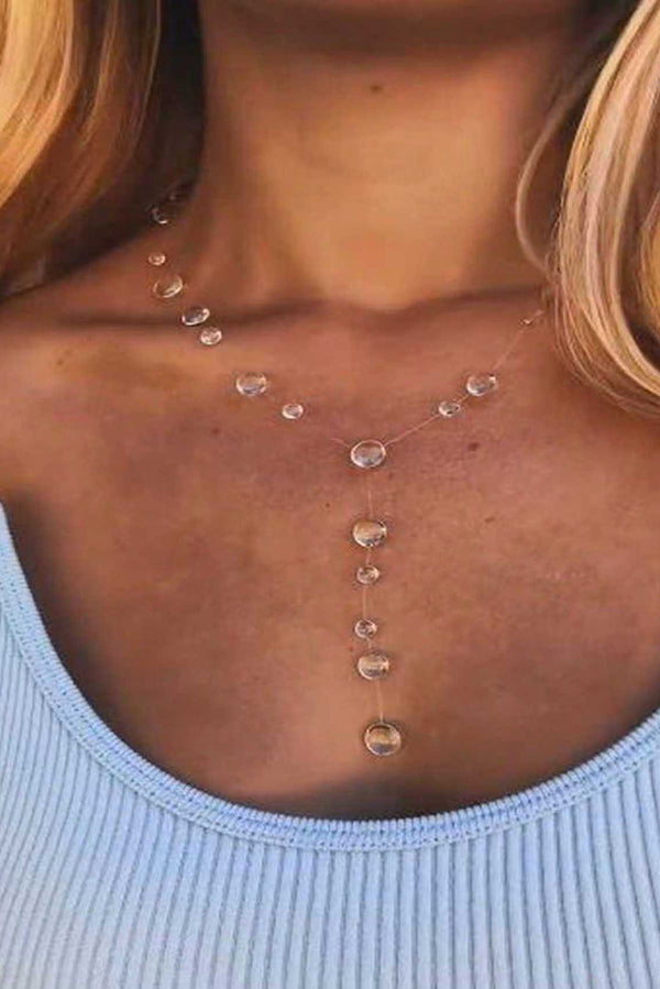 Collar Gargantilla de Cristal Transparente en Forma de Gota