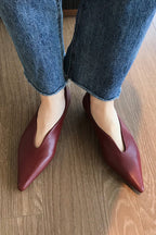 Zapatos Planos Retro de Puntera Fina y Escote Bajo