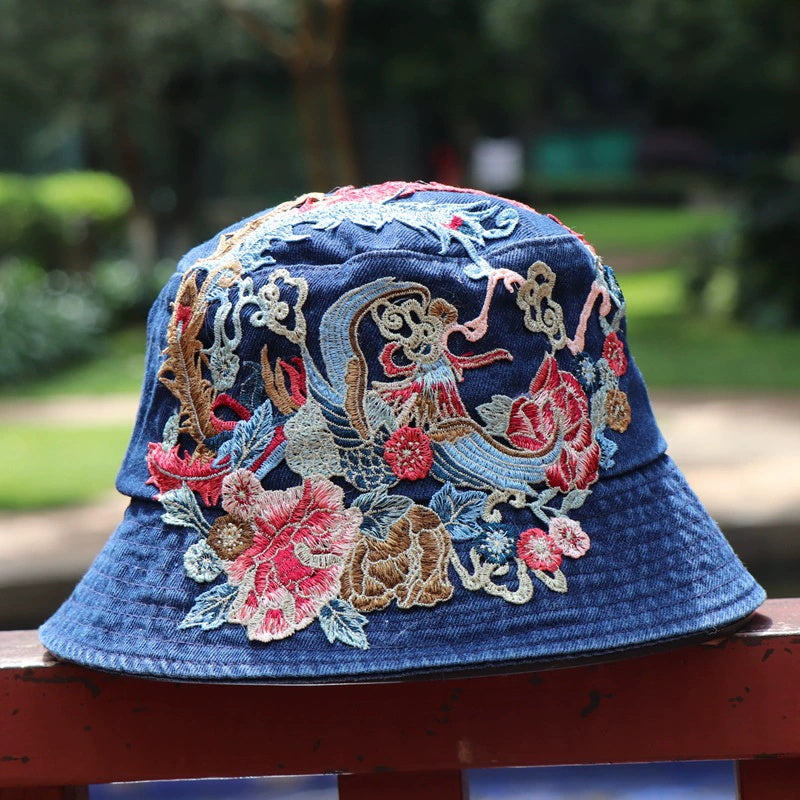 Gorro Cubo Vaquero Bordado de Estilo Étnico
