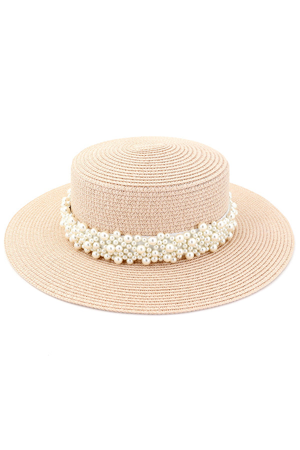 Sombrero de Playa Decorado con Perlas