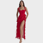 Amira | Vestido largo ciruela oscuro - OSMARA Fashion - vista 11