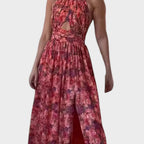 Lunay | Vestido Largo Sin Espalda Con Estampado Floral