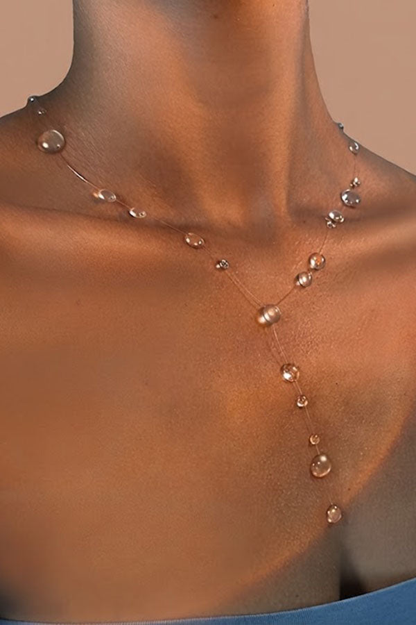 Collar Gargantilla de Cristal Transparente en Forma de Gota
