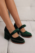 Zapatos de Tacón de Puntera Cuadrada con Lazo