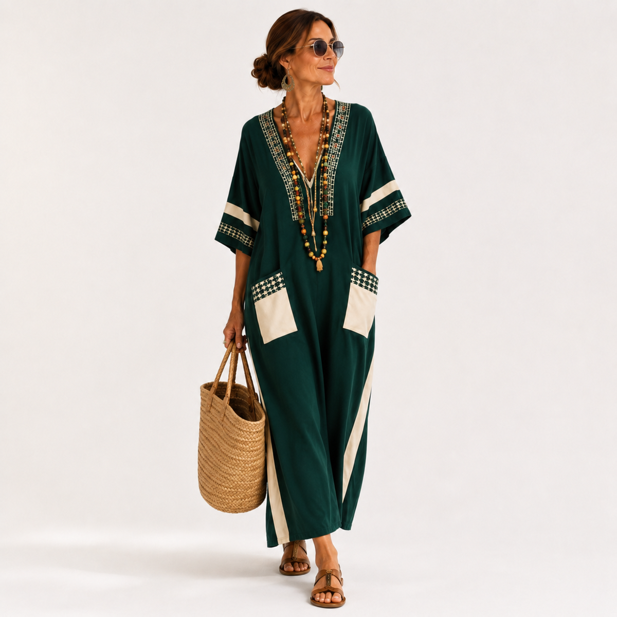 Caftán Noor Verde Étnico - OSMARA Fashion