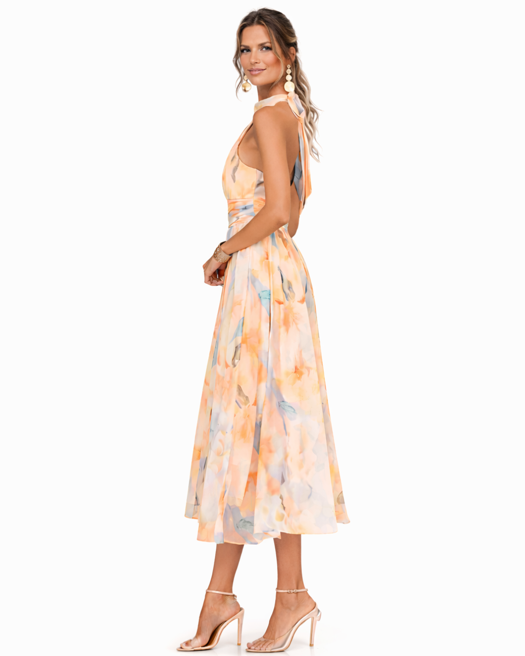 Gabriela | Robe midi florale à imprimé artistique