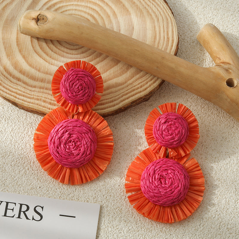 Pendientes Florales Tejidos a Mano Estilo Resort