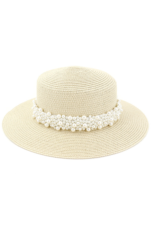 Sombrero de Playa Decorado con Perlas