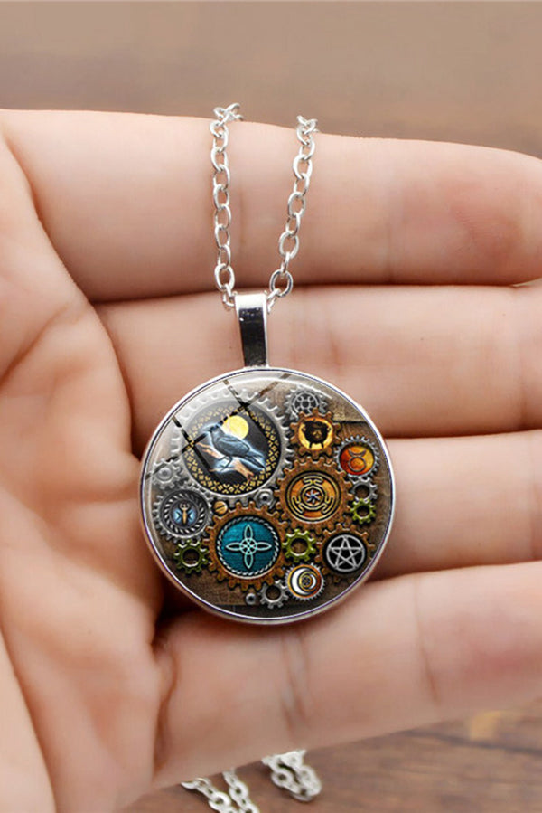 Collar Steampunk con Gema y Reloj Mecánico