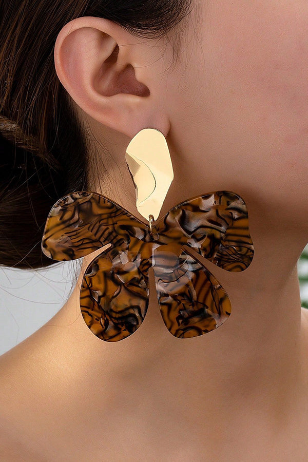 Pendientes de Pétalos en Acrílico Estampado de Leopardo
