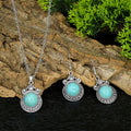 Conjunto de Pendientes y Collar Étnico Vintage con Turquesa y Diamantes